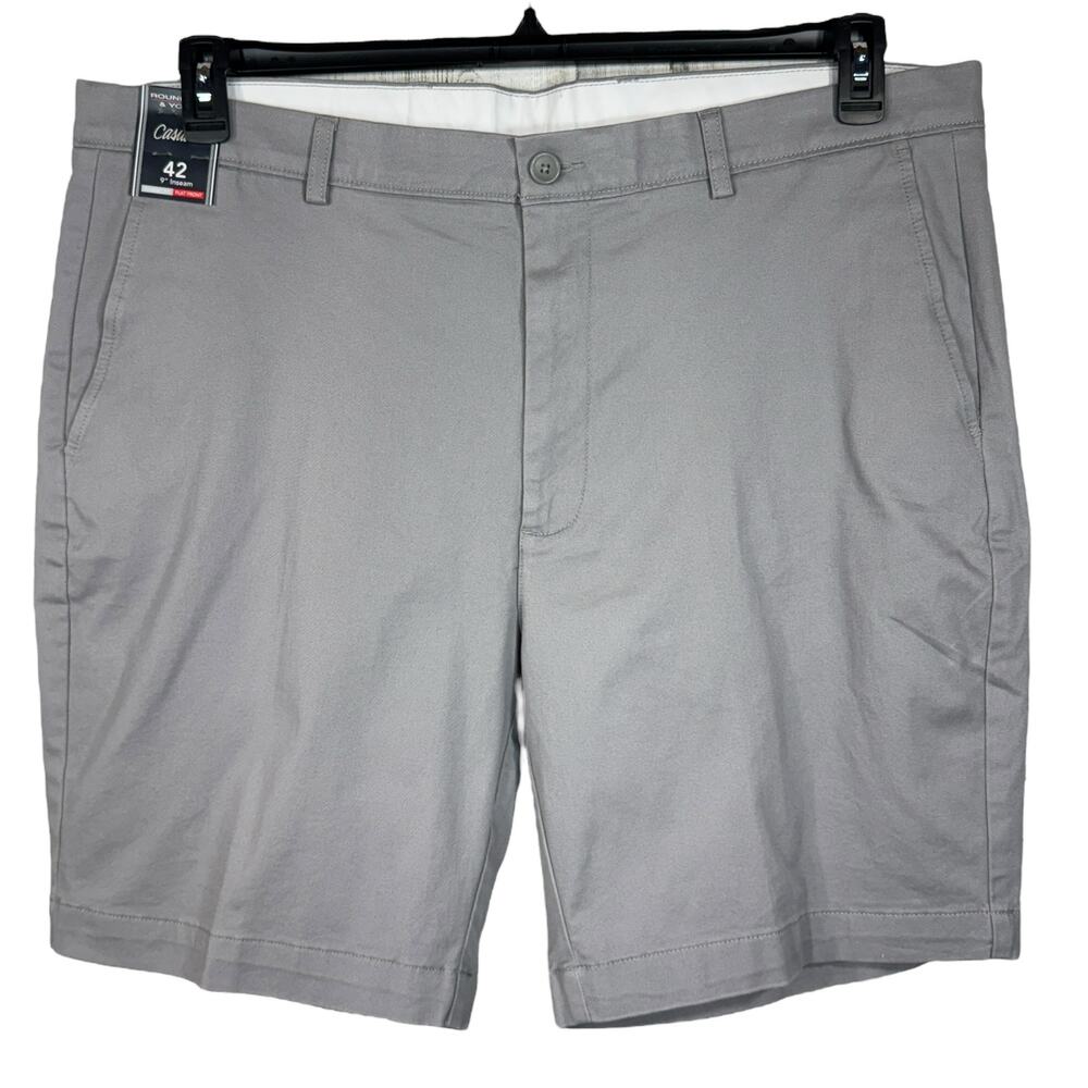 Roundtree & Yorke SZ 42 Casual Shorts Classic Fit Flat Front 9" Inseam Zip-Fly